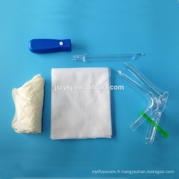 Ensembles gynécologiques jetables latex speculum vaginal racloir cervical à gant avec serviette non tissée à la source lumineuse